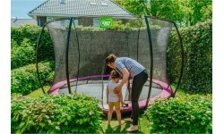 EXIT Silhouette ground trampoline ø366cm with safety net - pink Outdoor Round Coil spring Sunken trampoline