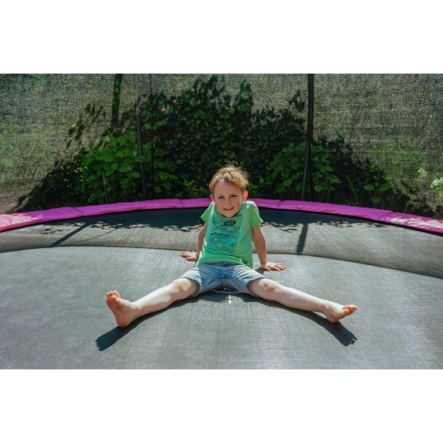 EXIT Silhouette ground trampoline ø366cm with safety net - pink Outdoor Round Coil spring Sunken trampoline