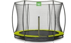 EXIT Silhouette ground trampoline ø244cm with safety net - green Outdoor Round Coil spring Sunken trampoline