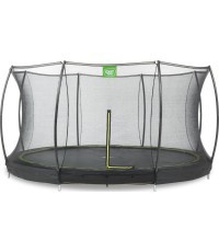 EXIT Silhouette ground trampoline ø427cm with safety net - black Outdoor Round Coil spring Sunken trampoline