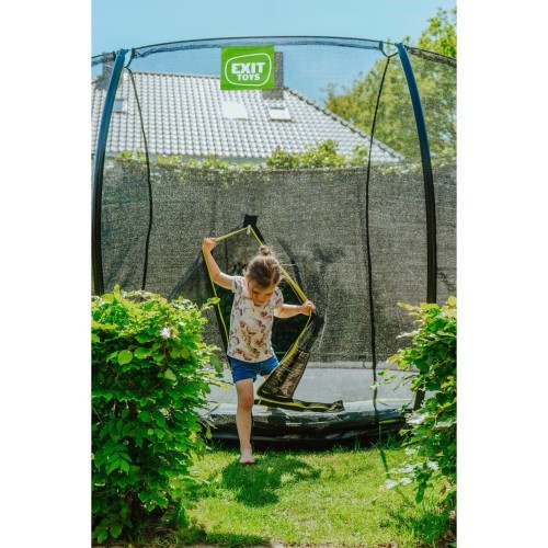 EXIT Silhouette ground trampoline ø427cm with safety net - black Outdoor Round Coil spring Sunken trampoline
