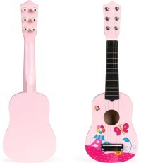 Gitara vaikams medinė, su metalinėmis stygomis, kubas, rožinė