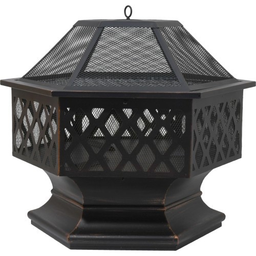 HEXAGON copper patina fireplace with lid