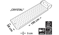 Туристическая подушка CRYSTAL 195x58x5 см, серая