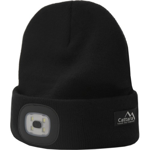 Cap BLACK with LED flashlight USB charging