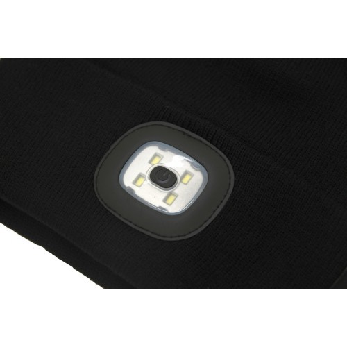 Черная кепка со светодиодным фонариком и USB-зарядкой