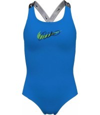 Nike G Lgo Tape Crossback Girls' Swimsuit Blue NESSE726 458