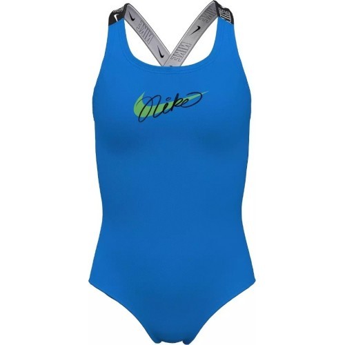 Купальник для девочек Nike G Lgo Tape Crossback, синий NESSE726 458