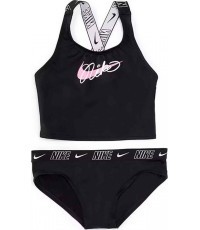 Nike Girls' Swimsuit Nk G Logo Tape Crossback Black NESSE728 001