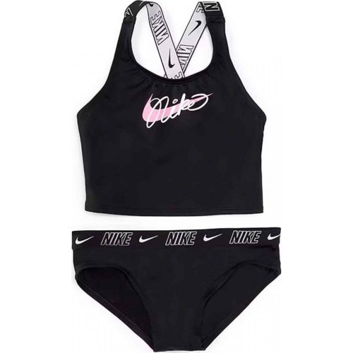 Nike купальник для девочек Nk G Logo Tape Crossback Black NESSE728 001