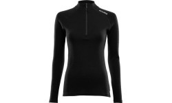 Marškinėliai Aclima WW Mock Neck su užtrauktuku, juodi, dydis XS - 123