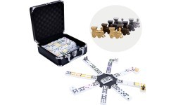 Domino Longfield Mexican Train Double 12 juodame dėkle