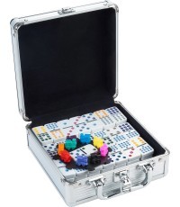 Longfield Mexican Train Double 12 domino aliuminio dėkle