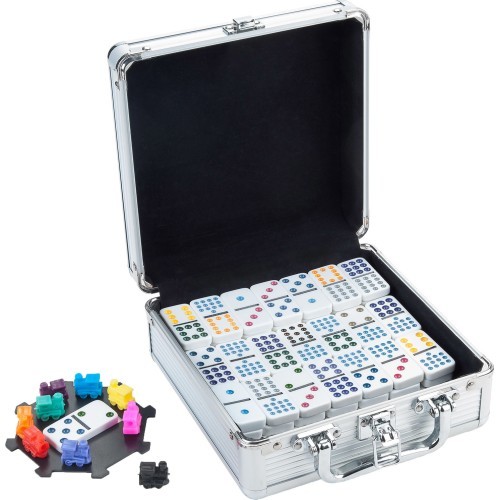 Longfield Mexican Train Double 12 domino aliuminio dėkle