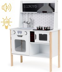 Medinė virtuvėlė vaikams su garsais ir šviesomis ECOTOYS