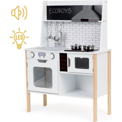 Medinė virtuvėlė vaikams su garsais ir šviesomis ECOTOYS