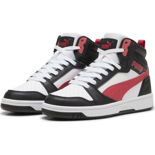 Puma Rebound V6 Mid Jr Junior Shoes White Black Red 393831 16