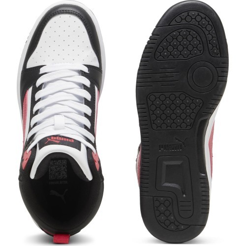 Puma Rebound V6 Mid Jr Junior Shoes White Black Red 393831 16