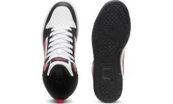 Puma Rebound V6 Mid Jr Junior Shoes White Black Red 393831 16
