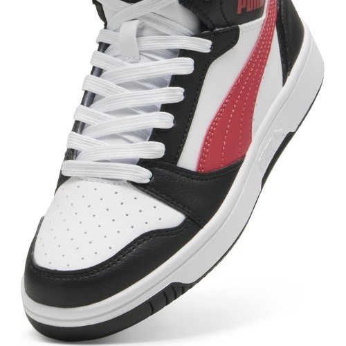 Puma Rebound V6 Mid Jr Junior Shoes White Black Red 393831 16