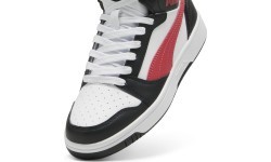 Puma Rebound V6 Mid Jr Junior Shoes White Black Red 393831 16