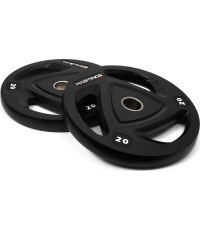 Hastings Pro Rubber olimpinių svorio diskų rinkinys su trimis rankenomis, 20 kg