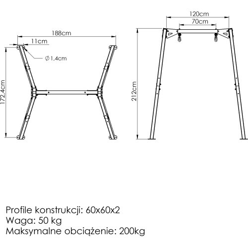 Качели на подшипниках PREMIUM MO-012, 1-местные (рама) - Marbo Sport