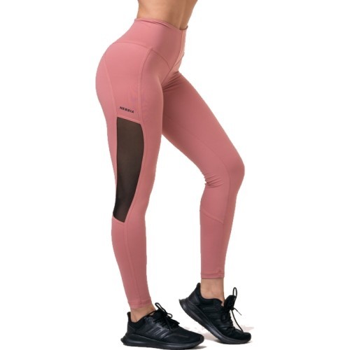 Women’s High-Waisted Leggings Nebbia Mesh 573 - Old Rose