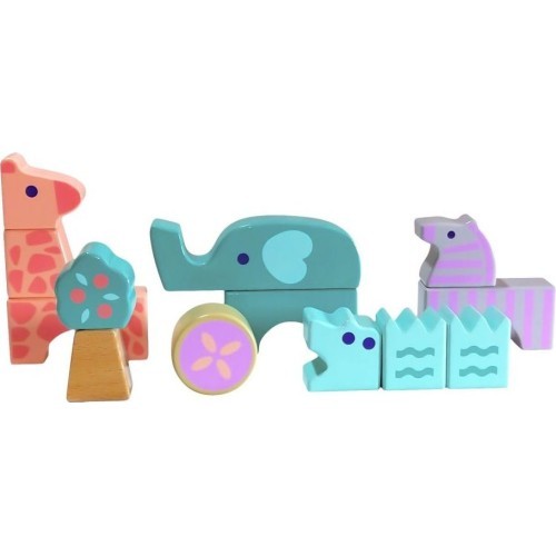 Деревянные кубики животные 13 шт. Ecotoys