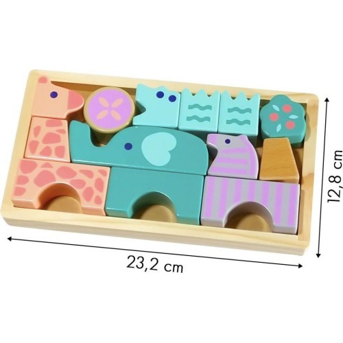 Деревянные кубики животные 13 шт. Ecotoys