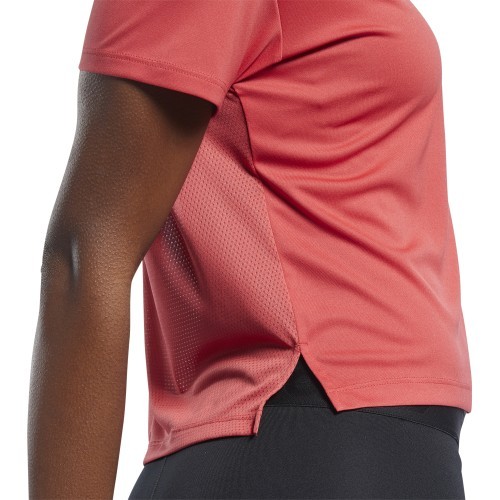 Reebok Wor Comm Poly Tee Women's Top, Pink FQ0404