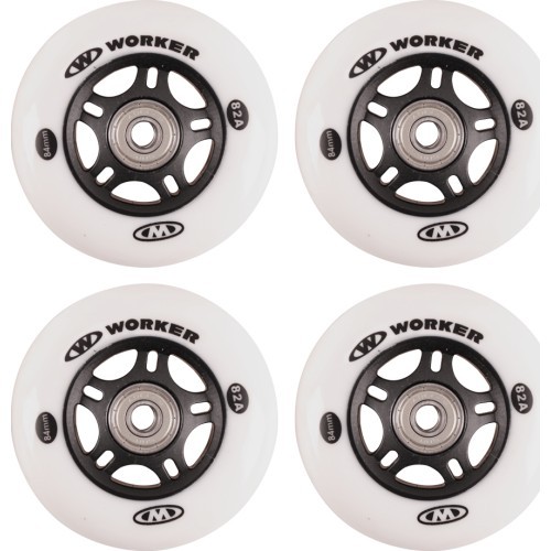 In-line wheels WORKER 84mm and Bearing ABEC-9 chrome - Set 4 pcs