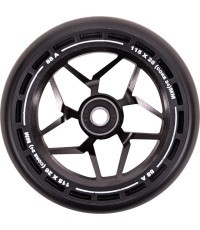 Paspirtuko ratukai LMT L, 115 mm, su ABEC-9 guoliais - Juoda/Juoda