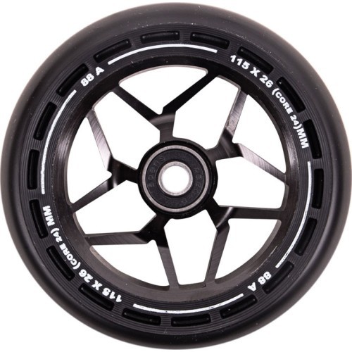 Paspirtuko ratukai LMT L, 115 mm, su ABEC-9 guoliais - Juoda/Juoda
