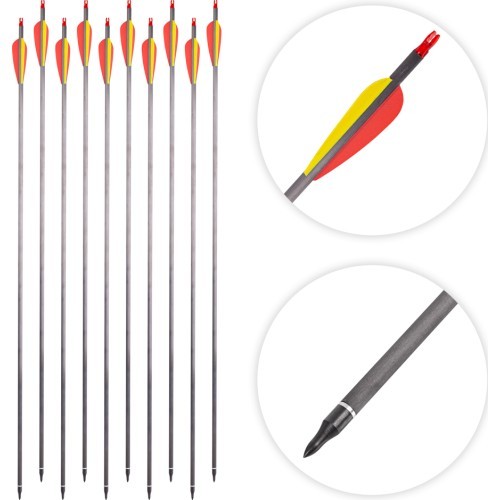 Carbon Arrows w/ Screw-In Tips inSPORTline Carbison 30”, 10pcs, Red-Yellow