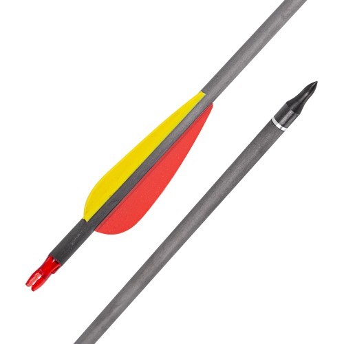 Anglies pluošto strėlės su prisukamais antgaliais inSPORTline Carbison 30", 10 vnt., raudonai geltonos