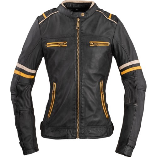Women’s Leather Motorcycle Jacket W-TEC Traction Lady - Black