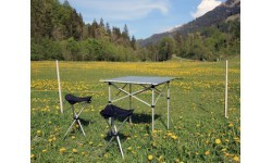 Sudedamas stalas BasicNature Travelchair Roll Table Small, 70x70 cm