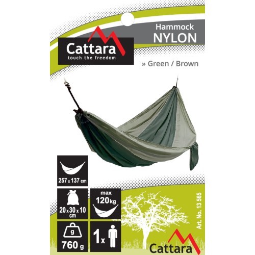 Гамак Cattara Nylon - зелено-коричневый 275 x 137 см