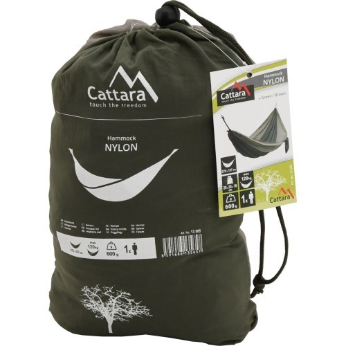 Hamakas Cattara Nylon – žalias-rudas 275 x 137 cm