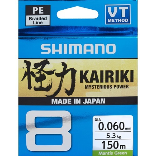 Плетёный шнур Shimano Kairiki 8, 150 м, 0,19 мм, 12 кг, зелёный