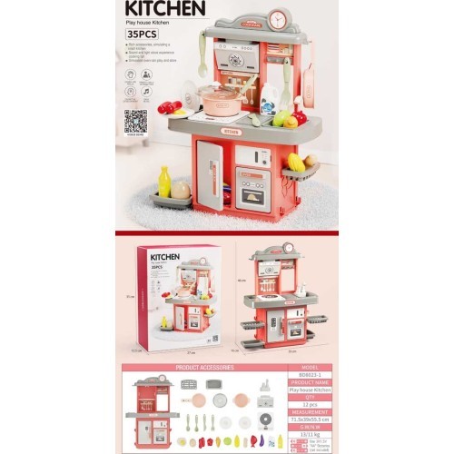 Kitchen Kitchenette with Sound Function 28 pcs. Pink