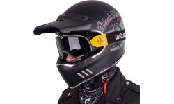 Motociklininko šalmas W-TEC Black Heart Retron su Dalhart akiniais - Angerwheel sidabrinė