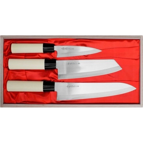 Set of 3 Satake Megumi Chef/Bunka/universal knives