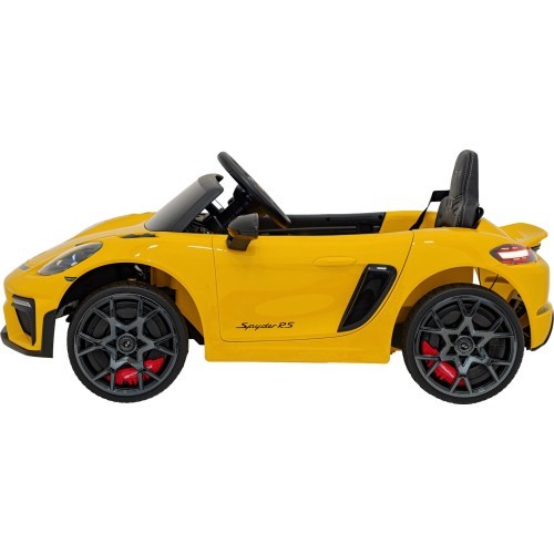 Porsche Spyder RS 718 elektromobilis, geltonas