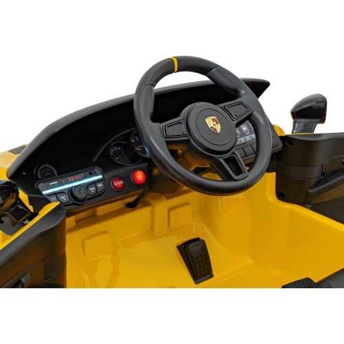 Porsche Spyder RS 718 elektromobilis, geltonas
