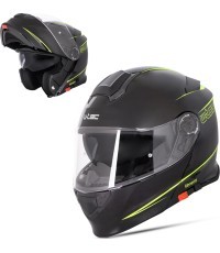 Модульный мотошлем W-TEC Venero - Глянцевый чёрный-неоново-жёлтый