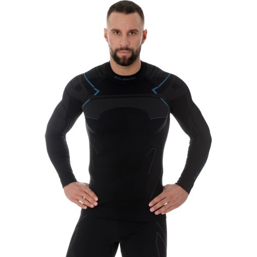 Brubeck Marškinėliai Vyrams Thermo Black LS13040A - Juoda, mėlyna