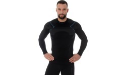 Мужская футболка с длинным рукавом Brubeck Thermo Black LS13040A - Black/Blue