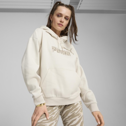 Puma Ess+ Animal Hoodie FL women's sweatshirt, white, 681492 87